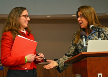 St. Paul Federation of Teachers President Mary Cathryn Ricker (left) and Superintendent Valeria Silva reviewed the contents of the tentative agreement with media members Feb. 24. 