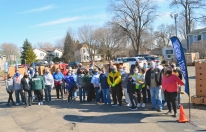 Volunteers at one of several free food giveaways hosted by Teamsters Local 120 in St. Paul Park, where Marathon refinery has locked out nearly 200 Local 120 members.